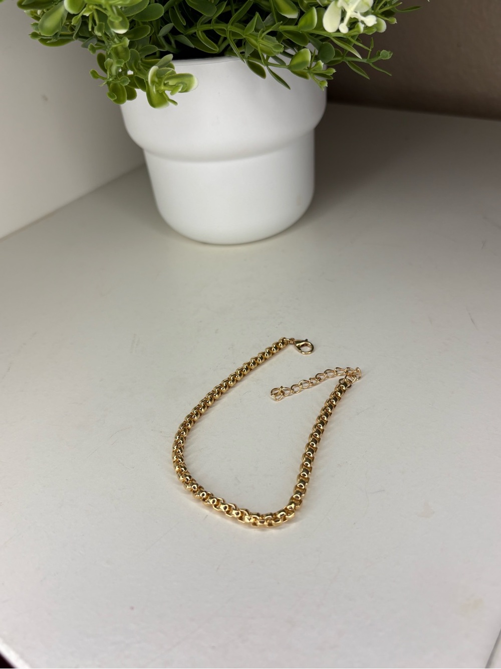 Minimalist Gold Box Chain Anklet Adjustable Venetian Link Dainty Ankle Bracelet